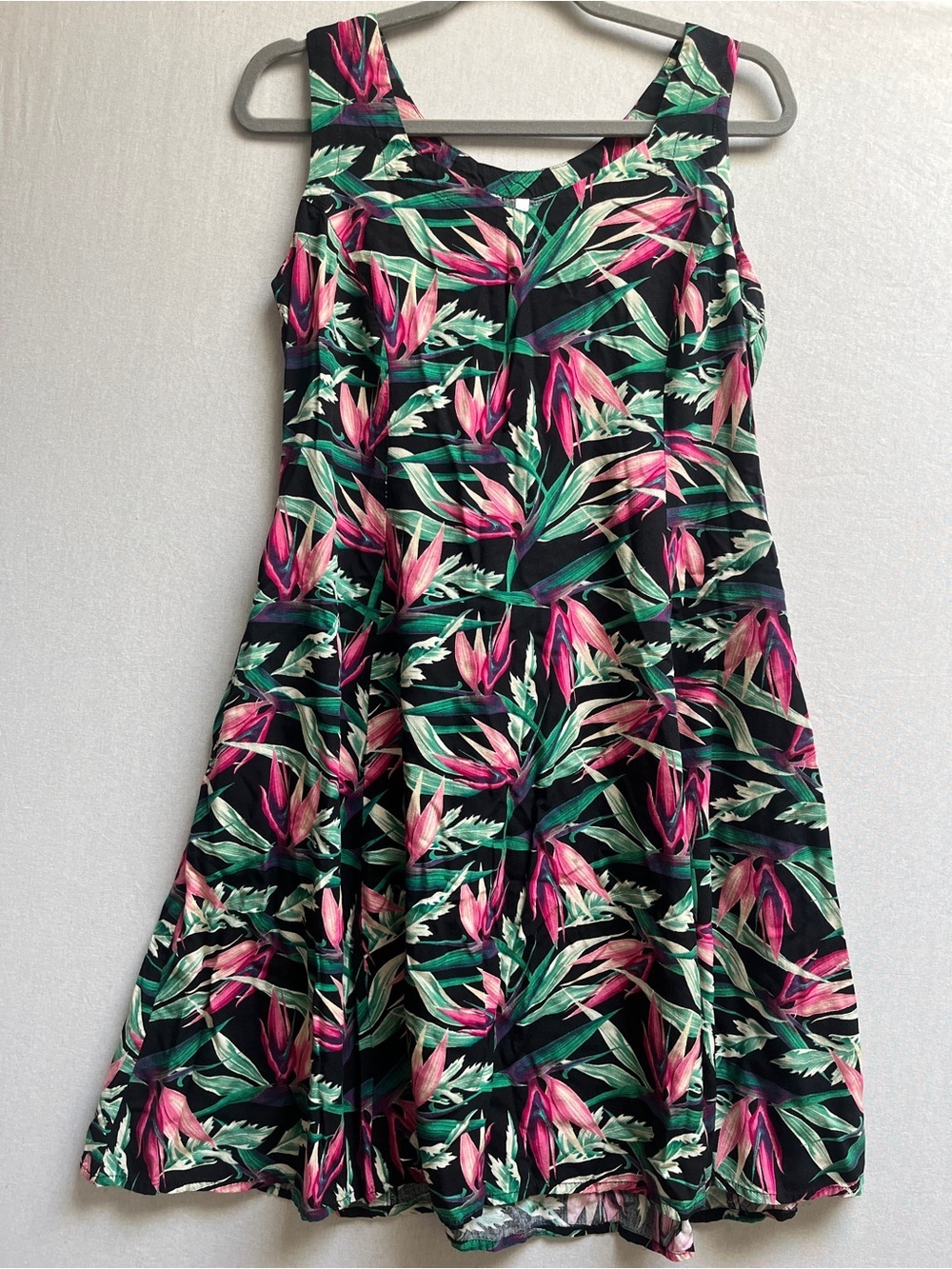 Blue Sky Tropical Print A-Line Dress Sz S